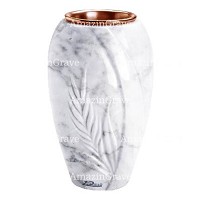 Vaso portafiori Spiga 20cm In marmo di Carrara, interno in rame