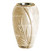 Flower vase Spiga 20cm - 8in In Trani marble, golden steel inner