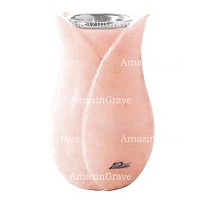 Flower vase Tulipano 20cm - 8in Rosa Bellissimo marble, steel inner