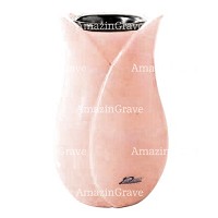 Flower vase Tulipano 20cm - 8in in Rosa Bellissimo marble, plastic inner