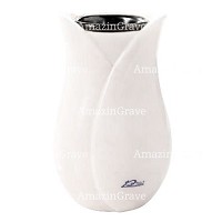 Grabvase Tulipano 20cm Reinweiss Marmor, Kunststoff Innen