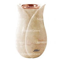 Vaso portafiori Tulipano 20cm In marmo di Botticino, interno in rame