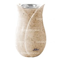 Flower vase Tulipano 20cm - 8in In Calizia marble, steel inner