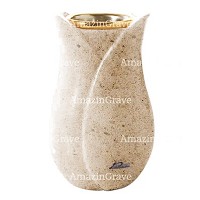 Flower vase Tulipano 20cm - 8in In Calizia marble, golden steel inner