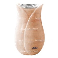 Vaso portafiori Tulipano 20cm In marmo Rosa Portogallo, interno in acciaio