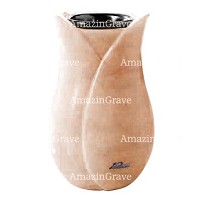 Vaso portafiori Tulipano 20cm In marmo Rosa Portogallo, interno in plastica