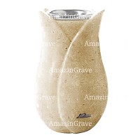 Vaso portafiori Tulipano 20cm In marmo di Trani, interno in acciaio