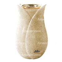 Flower vase Tulipano 20cm - 8in In Trani marble, golden steel inner