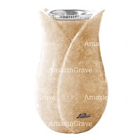 Flower vase Tulipano 20cm - 8in Travertino marble, steel inner