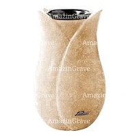 Vase à fleurs Tulipano 20cm En marbre Travertino, intérieur en plastique